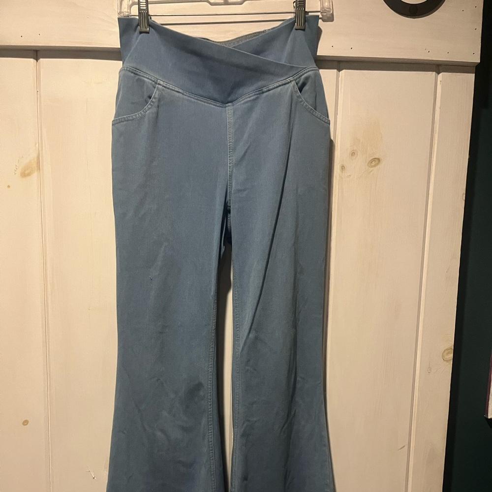 As Seen on Instagram Halara LG Light Blue Crossover Flare Bottom Jeans